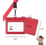 ST11680 Leather ID Badge Holder with Lanyard